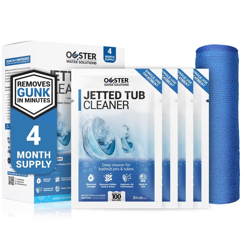 Bio Ouster Jetted Tub Cleaner Kit Jet and Jacuzzi Tub Cleaner for Jets Tubes and Bathtubs Includes Microfiber Towel Professional Grade Formula Made in USA Kit
